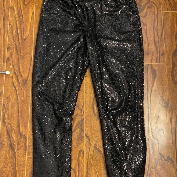 Black sequin joggers, size 10 - Picture 4 of 6